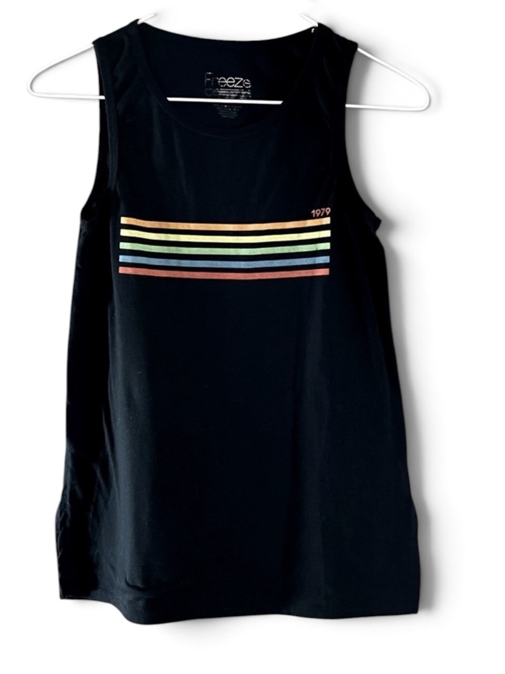 Black with Rainbow ‘1979’ Graphic Tank Top